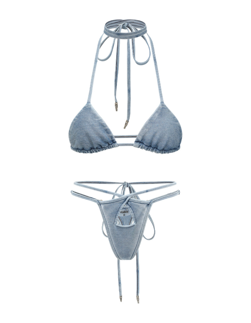 Mahonie denim bikini —top